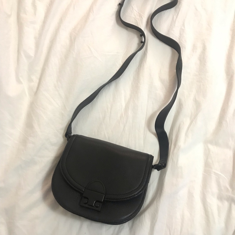 Loeffler Randall Black Leather Saddle Bag